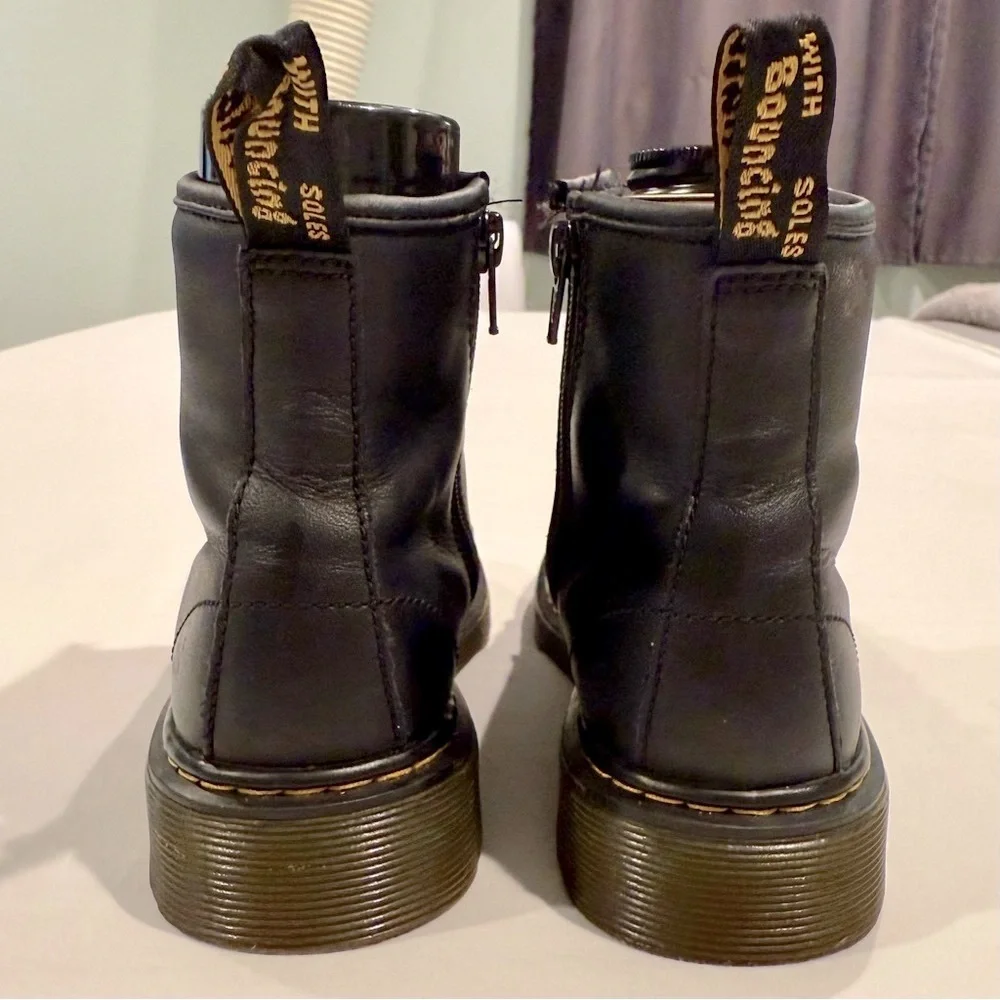 Dr. Martens 1460J Boots Girls 3 Boys Black Leather Docs Side Zip Punk Combat